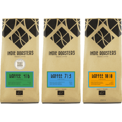 Kaffeeglück - 3x Craft Kaffee von Indie Roasters (1x Kaffee 4 | 6 + 1x Kaffee 7 | 3 + 1x Kaffee 10 | 0)