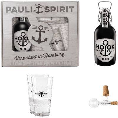 HOOK Gin gift set with 2 glasses & pourer
