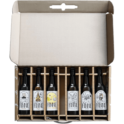 6 bottles of craft beer in a gift set & 2 Finne sensory glasses (Helles + IPA + Pils + Scottish Ale + Beach Brew + Naturradler)