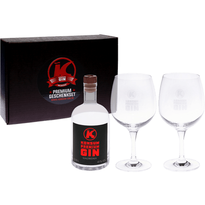 Konsum Premium Gin Geschenkset (1x Waldbeeren Gin + 2 Nosing Gläser)