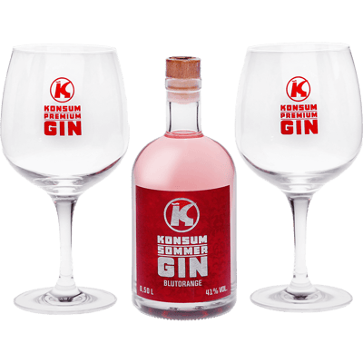 Konsum Sommer Gin Geschenkset (1x Blutorange Gin + 2 Nosing Gläser) 2