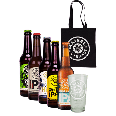 Maisel & Friends brewery package with glass (5x craft beer + 1x beer glass)