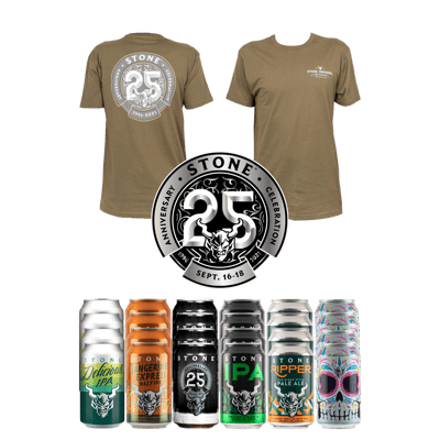 Stone Brewing 25th Anniversary Paket (24x Craft Beer + T-Shirt)