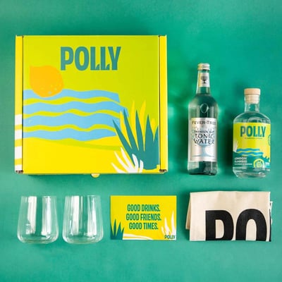 POLLY London Classic Geschenkset – 1x Alkoholfreier Gin + 1x Tonic Water + 2 Gläser