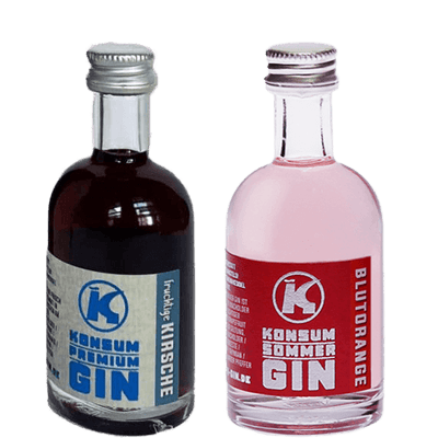 AKTION: Konsum Premium Gin Kirsche + 1 Blutorange Mini GRATIS 0,1 Liter