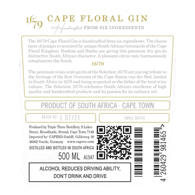 Selection 16/79 Cape Floral Gin - Dry Gin aus Südafrika 5