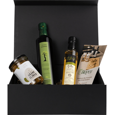 Biogea Gift Basket Greek Salad (1x Olive Oil + 1x Thyme Vinegar + 1x Green Olives)