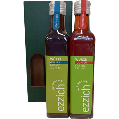 ezzich Set WÜRZE - Organic vinegar tasting package (1x tomato vinegar + 1x spice vinegar)