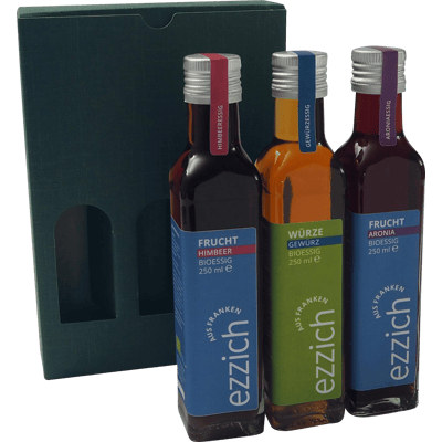 ezzich set of 3 raspberry, spice, aronia - organic vinegar tasting package