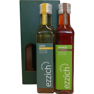 ezzich Set WINTERZAUBER - Organic Vinegar Set (1x honey wine vinegar + 1x porcini mushroom vinegar)