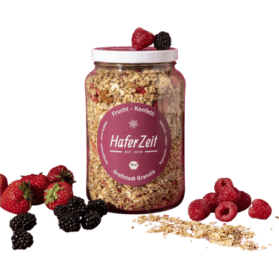 Organic Granola fruit confetti in a jar - muesli mix