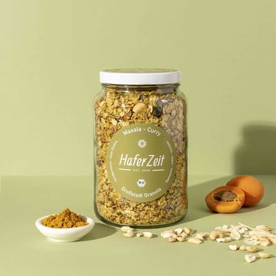 Organic Granola Masala Curry in a jar - muesli mix