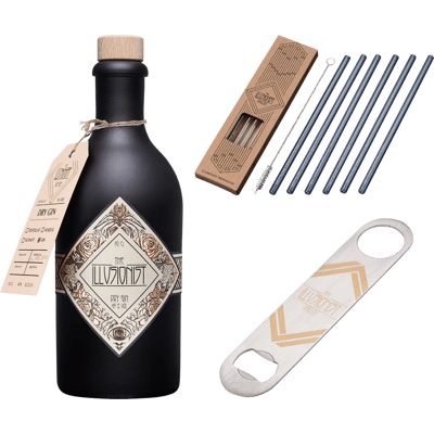 The Illusionist Potion Package (1x Dry Gin + 1x bottle opener + 6x straws)