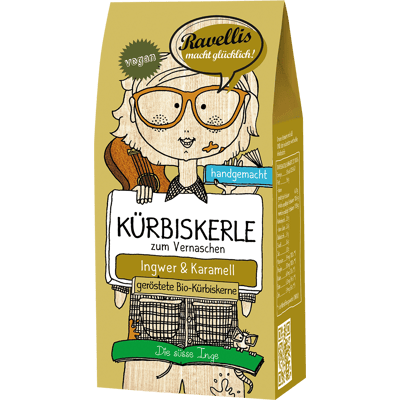 Ravellis Kürbiskerle - Die süße Inge - Bio-Kürbiskerne mit Ingwer & Karamell