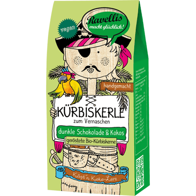 Ravelli's Pumpkin Seeds - Captain Koko-Lore - Organic Pumpkin Seeds with Dark Chocolate & Coconut