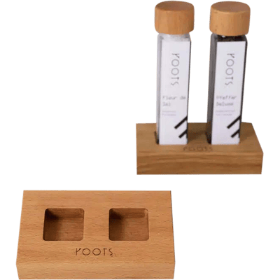 Wooden spice rack for 2 spices