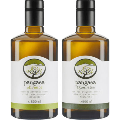 Pangaea Olivenöl und Agoureleo im Doppelpack