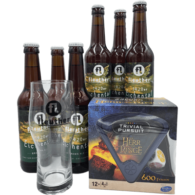 fleuther Beer & Games Tasting Pack (1x Lord of the Rings Trivial Pursuit + 6x 1420 Brown Ale)