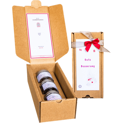 Minuscarb Rohkakao Gourmetkugeln 3er Geschenkbox "Gute Besserung" - stelle deine Box zusammen!