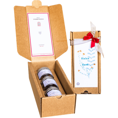 Minuscarb Rohkakao Gourmetkugeln 3er Geschenkbox "Vielen Dank" - stelle deine Box zusammen!