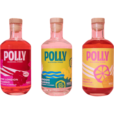 POLLY 3er Mix Bundle (1x non-alcoholic gin + 1x non-alcoholic pink gin + 1x non-alcoholic aperitif)