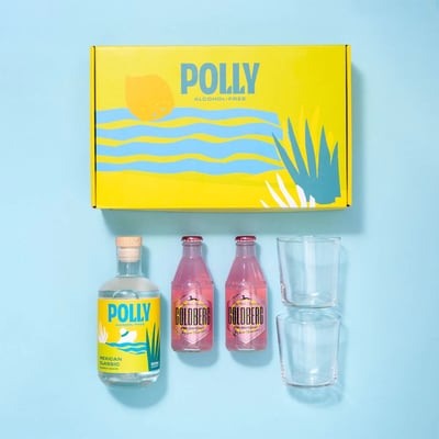 POLLY Pink Paloma Set (1x non-alcoholic tequila + 2x grapefruit soda + 2 glasses + 1 recipe book)