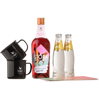 Stork Club Rosé Rye Aperitif Box (1x Rosé Rye Spirituose + 2x Tonic Water + 2x Trinkbecher)