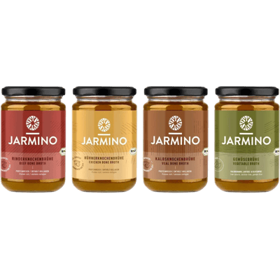 Jarmino 4-pack tasting pack of broth (1x beef + 1x chicken + 1x veal + 1x vegetables)