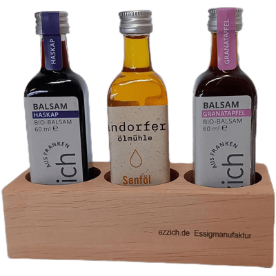 ezzich Gift Set - Organic Vinegar Set (1x Pomegranate Balsam + 1x Haskap Balsam + 1x Mustard Oil)