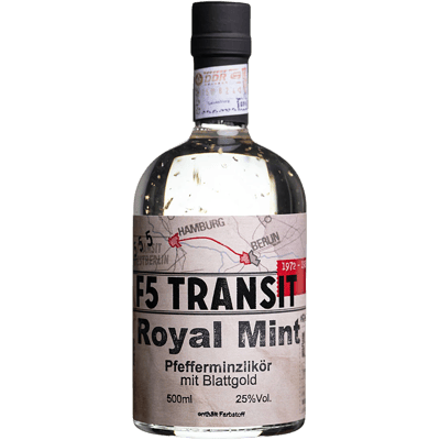 Royal Mint peppermint liqueur with gold leaf No. 5555 (25%Vol) - DDR Edition (F5 Transit)