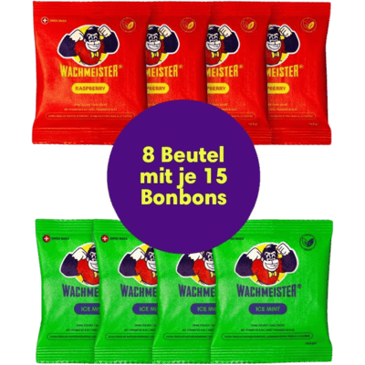 Wachmeister Sportler Mix Package (4x Raspberry Caffeine Mate Bonbons + 4x Ice Mint Caffeine Mate Bonbons)
