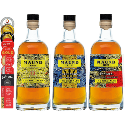 Maund Rum Gold Collection (1x Rum 12 Years + 1x Barbados Rum + 1x Panama Rum)