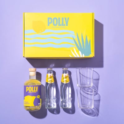 POLLY Citrus Tonic Set (1x Alkoholfreier Aperitif + 2x Tonic Water + 2x Gläser + 1x Rezeptbuch)