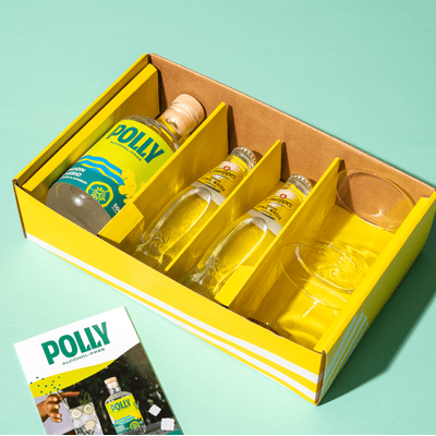 POLLY G+T Set (1x alcohol-free gin alternative + 2x tonic water + 2x glasses + 1x recipe book)
