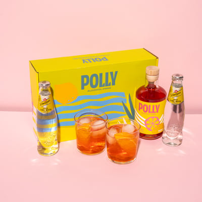 POLLY Italian Tonic Set (1x Alkoholfreier Aperitif + 2x Tonic Water + 2x Gläser + 1x Rezeptbuch)