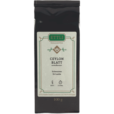 Black tea Ceylon leaf decaffeinated