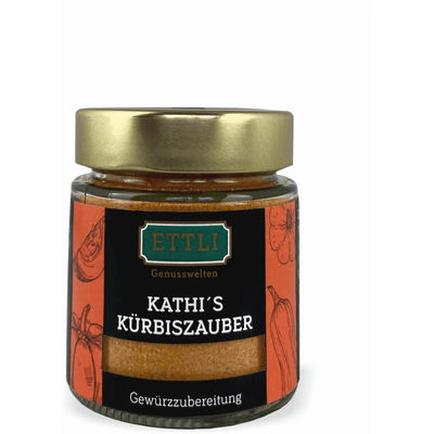Kathi's pumpkin magic spice preparation in a screw-top jar