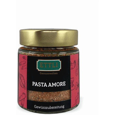 Pasta Amore spice preparation in a screw-top jar