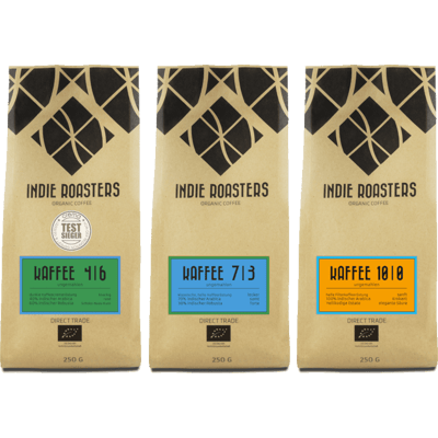Kaffeeglück - 3x Craft Kaffee von Indie Roasters (1x Kaffee 4 | 6 + 1x Kaffee 7 | 3 + 1x Kaffee 10 | 0)
