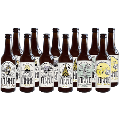 Finne Organic Craft Beer 12er Mix (2x Helles + Pils + IPA + Scottish Ale + Naturradler + Beach Brew)