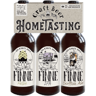 12er Craft Beer Hometasting Package with 4 Finne Sensory Glasses (4x Helles + IPA + Scottish Ale)