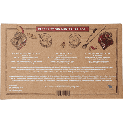 Elephant Gin Mini Tasting Set (1x London Dry Gin + 1x Sloe Gin + 1x Navy Strength Gin) 4