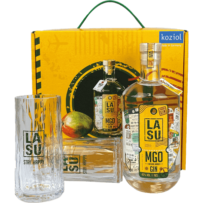LA SU gift set (1x mango gin + 2 Koizol glasses)