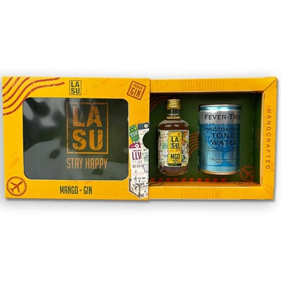 LA SU Gin & Tonic - Tastingbox für zuhause (1x Mango Gin + 1x Fever-Tree Mediterranean Tonic)