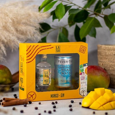 LA SU Gin & Tonic - Tasting box for at home (1x Mango Gin + 1x Fever-Tree Mediterranean Tonic)