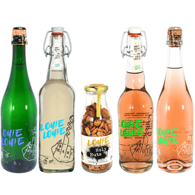 Louie Louie introductory package (2x white wine + 2x rosé wine + 1x rosé sparkling wine +1x sparkling wine + 1x Holy Nuts)