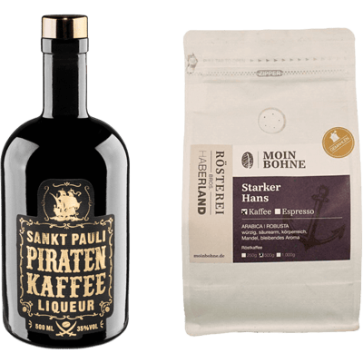 Piratenkaffee Kaffeelikör + Starker Hans Kaffee von Moin Bohne - Probierset