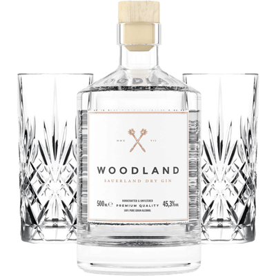 Woodland Dry Gin Bundle (1x Sauerland Dry Gin + 2x Highball glasses)