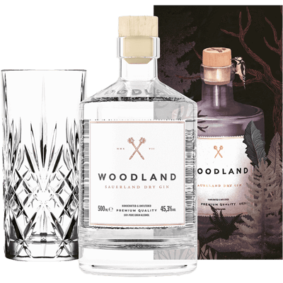 Woodland Sauerland Dry Gin - Elsa Klever Edition + highball glass