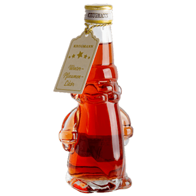 Winter plum liqueur in a Santa Claus bottle